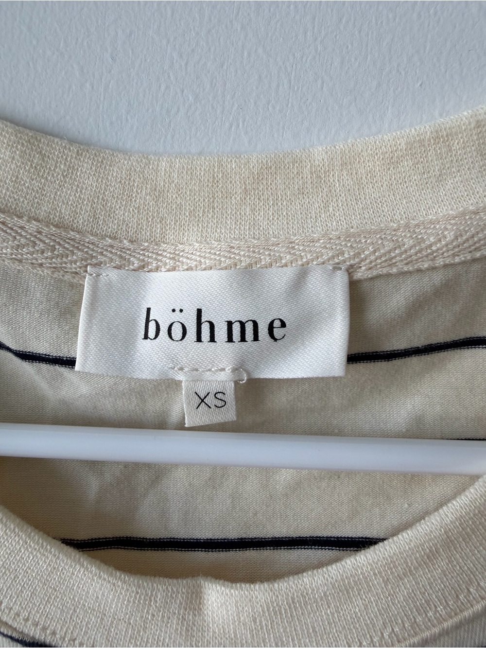 Bohme Cream & Black Striped Boxy Tee XS Casual Cotton Top - Picture 3 of 3